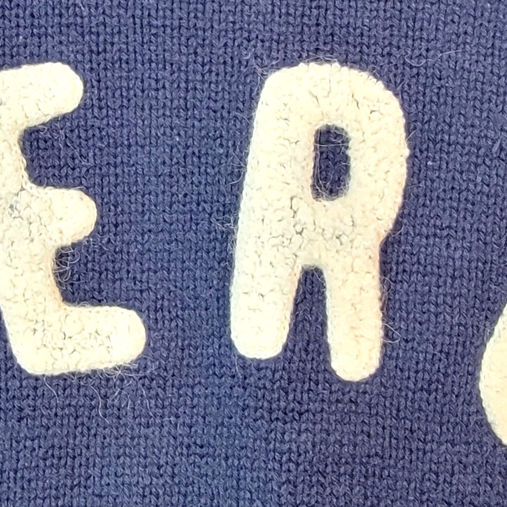 Gap Vintage Y2K Merci Spell Out Embroidered Letterman Style Sweater Men's XXL - Picture 4 of 9